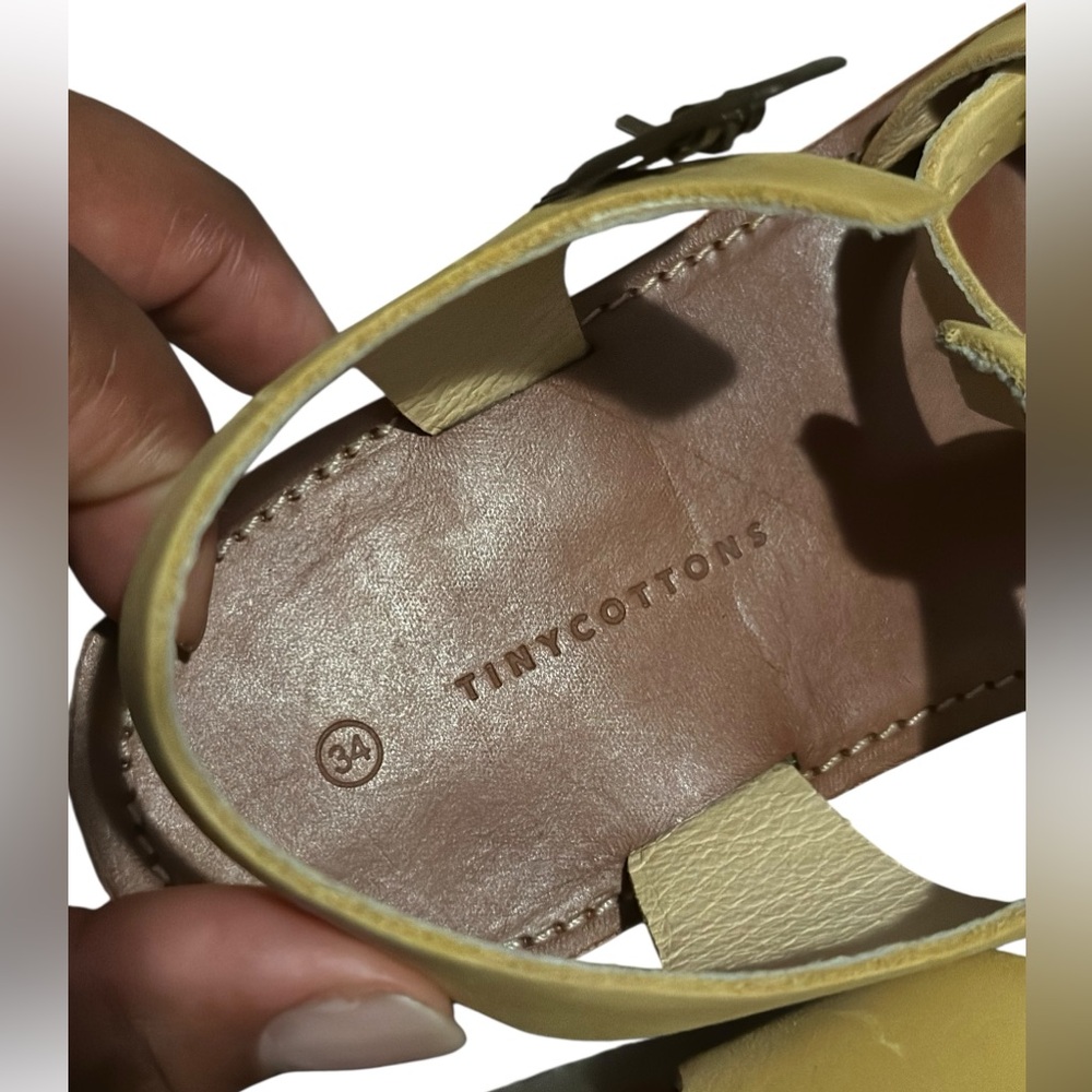 Tiny Cottons Yellow Leather Kids Sandals - Picture 9 of 14